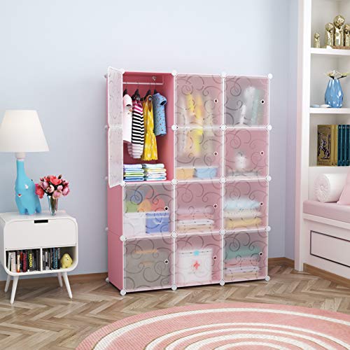 R. K. INTERNATIONAL 12 Door Plastic Sheet Wardrobe Storage Rack Closest Organizer for Clothes Kids Living Room Bedroom Small Accessories