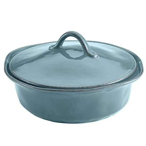 Rachael Ray Cucina Stoneware 3-Piece Round Casserole & Lid Set, Agave Blue - Image 4