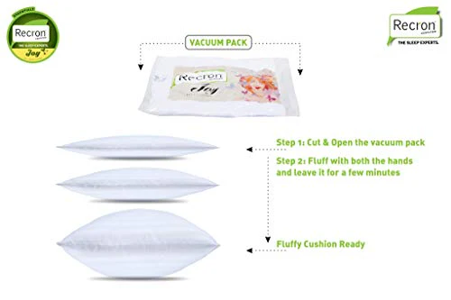 Recron Certified Joy Fibre Cushion - 41 cm x 41 cm, White - Image 3
