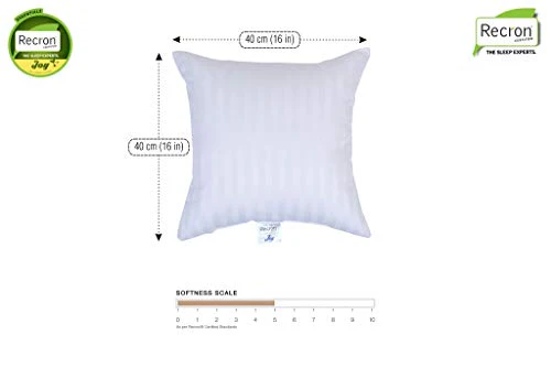 Recron Certified Joy Fibre Cushion - 41 cm x 41 cm, White - Image 7