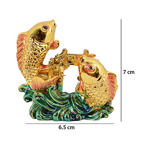 Reiki Crystal Products Porcelain Feng Shui Double Fish For Good Luck And Prosperity (7 x 3 x 7 cm, Golden) - Image 4