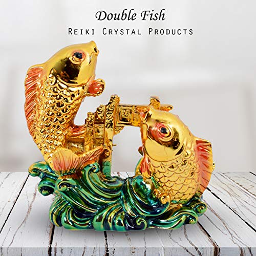 Reiki Crystal Products Porcelain Feng Shui Double Fish For Good Luck And Prosperity (7 x 3 x 7 cm, Golden) - Image 5