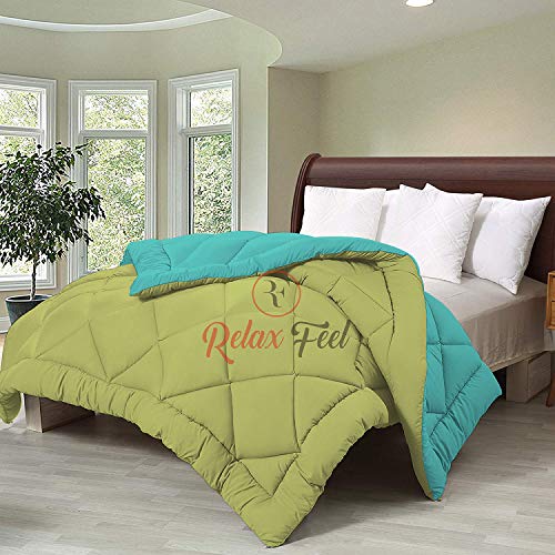 Relaxfeel 250 GSM Luxury 5 Star Microfibre Reversible Soft Plain Quilted 90x100 Inch Double Bed Comforter/Quilt/Duvet/Razai/Rajai (Parrot Green and Sea Green) - Image 5