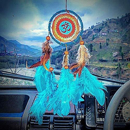 Rooh Dream Catcher ~ Kesari Om Canvas Car Hanging ~ Handmade Hangings for Positivity (Can be Used as Home Décor Accents, Wall Hangings, Garden, Car, Outdoor, Bedroom, Key Chain, Meditation Room - Image 3