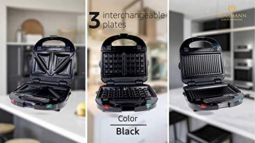 Rossmann Sandwich Toaster with Waffle/Grill/Sandwich 3 Changeable Plates with Open Grill Function (Black) - Image 6