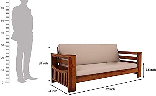 Sheesham Wood 5 Seater Sofa Set Home Living Room |Solid Wood Sofa Set 3+1+1 Honey Finish - Image 4