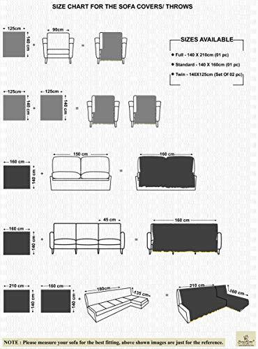 Saral Home Soft Cotton Unique Firki Design Tufted Throw Sofa Cover, 140x210cm (Grey) - Image 2