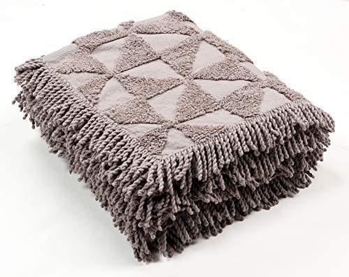 Saral Home Soft Cotton Unique Firki Design Tufted Throw Sofa Cover, 140x210cm (Grey) - Image 5