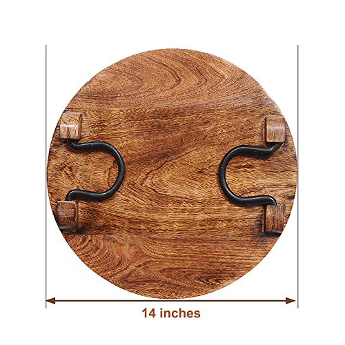 SAVON Wood Party Serving Platter Round Cheese Wine Crackers Meat Circle Board Tray - 14 Inch - Image 7
