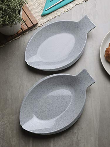 Servewell Grey Fish Shaped Melamine Serving Platters Set - 30 cm
