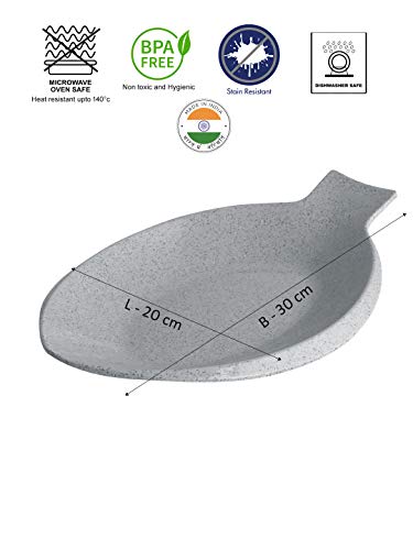 Servewell Grey Fish Shaped Melamine Serving Platters Set - 30 cm - Image 5