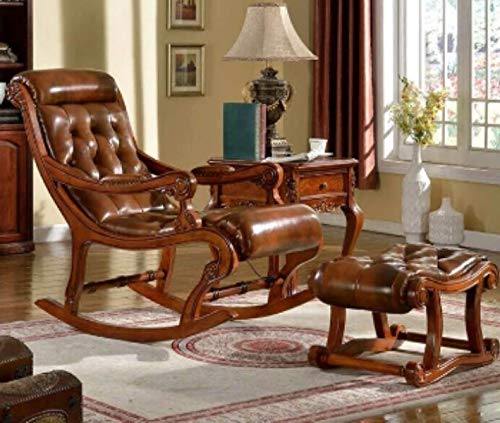 Shilpi Teak Wood Rocking Chair with Foot Rest Pure Teak Wood