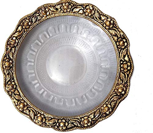 Shoppyana Metal Tortoise with Glass Plate,Tortoise for Good Luck Showpiece Gift Combo - Metal Feng Shui Tortoise Glass Plate,House Warming Gift,Feng Shui Tortoise for Good Luck 14x14x3 cm Golden - Image 2