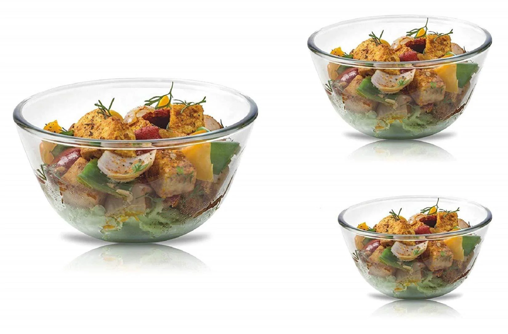 Signoraware Glass Bowl Set of 3, (500ml+1000ml+1500ml) Transparent - Image 2