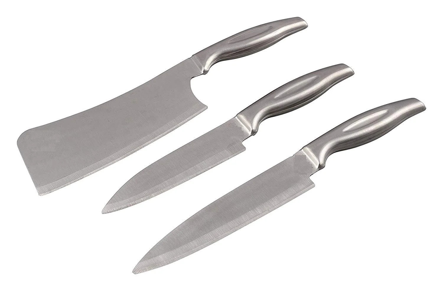 Silver Shark Stainless Steel Chopper with Chef Knives, 3-Piece, Silver