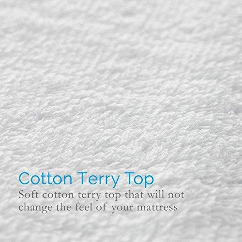 Sleep Matic waterproof 78"x 72"x10" cotton fitted king size mattress protector bed cover White with elastic strap - Image 4