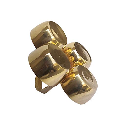 Small Brass Puja Roli Chawal, Elaichi, Mishri 4 Bowl Stand/Brass Chowmukh Haldi Kumkum Holder Chowmukh 4 Bowl Holder Patra - Image 3