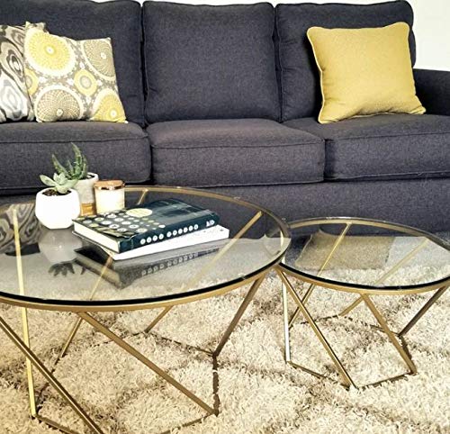 SMC FURNITURE Coffee Table , Standard , Gold Finish -Set of 2 Piece - Image 4