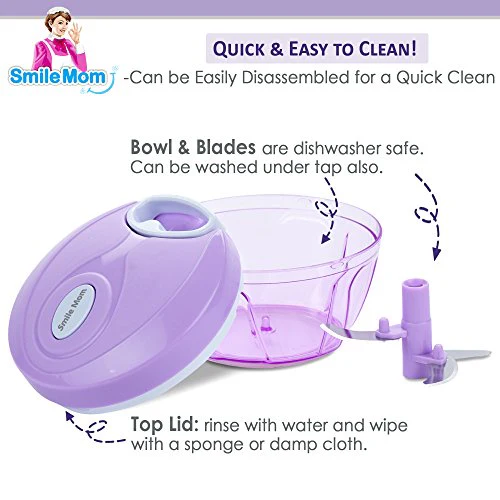 Smile Mom Easy Vegetable Chopper Cutter Set (400 ml) for Kitchen with 3 Stainless Steel Blade (Violet) - Image 3