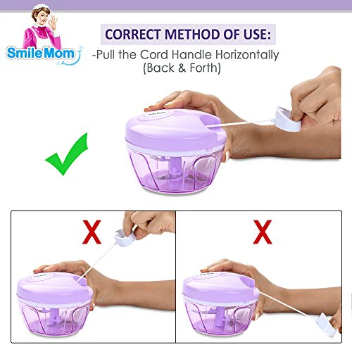 Smile Mom Easy Vegetable Chopper Cutter Set (400 ml) for Kitchen with 3 Stainless Steel Blade (Violet) - Image 6