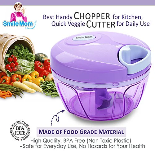 Smile Mom Easy Vegetable Chopper Cutter Set (400 ml) for Kitchen with 3 Stainless Steel Blade (Violet) - Image 8