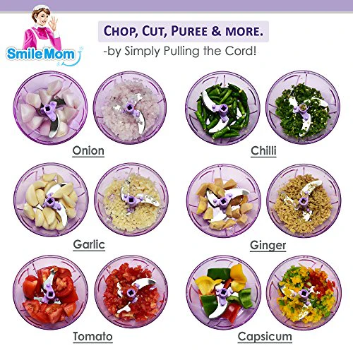 Smile Mom Quick Vegetable Chopper, Cutter Set for Kitchen, 3 Stainless Steel Blade (650 ML) - Image 4