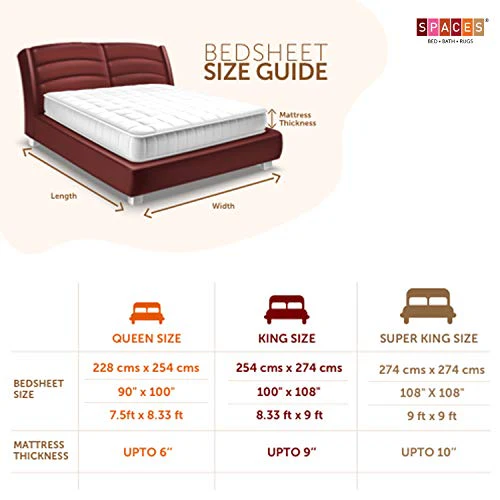 Spaces Atrium 144 TC 100% Cotton King Size Double Bedsheet with 2 Pillow Covers (Geometric, 88" X 108" Inches) - Beige (1046521) - Image 4