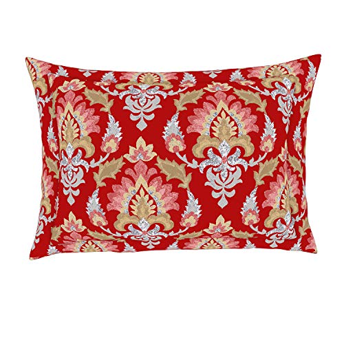 Spaces Atrium 144 TC 100% Cotton Queen Size Double Bedsheet with 2 Pillow Covers (Ornate, 88" X 100" Inches) - Poppy Red - Image 5