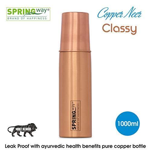 SPRINGWAY - Brand of Happiness® - Copper Neer Classy Pure Copper Water Bottle with Glass, Advanced Leak Proof Protection and Joint Less, Ayurveda and Yoga Health Benefits. (1000ml, 1Unit) - Image 7