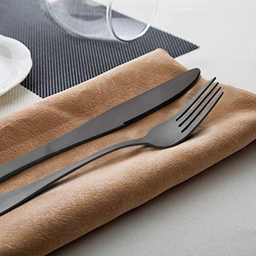 STAR WORK Restaurant Home Hotel Matte Set, Satin Finish Stainless Steel Flatware Set, Tableware Cutlery Set Utensils for Kitchens, Dishwasher Safe [Dinner Fork-Tea Spoon-Salad Spoon-Knife] (Set of 4) - Image 3