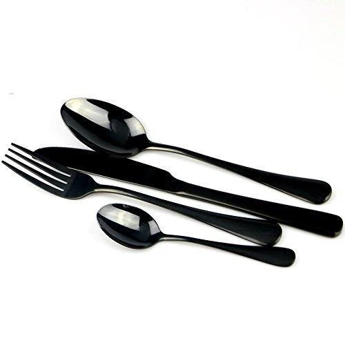 STAR WORK Restaurant Home Hotel Matte Set, Satin Finish Stainless Steel Flatware Set, Tableware Cutlery Set Utensils for Kitchens, Dishwasher Safe [Dinner Fork-Tea Spoon-Salad Spoon-Knife] (Set of 4) - Image 4