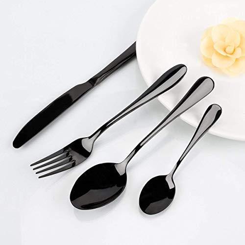 STAR WORK Restaurant Home Hotel Matte Set, Satin Finish Stainless Steel Flatware Set, Tableware Cutlery Set Utensils for Kitchens, Dishwasher Safe [Dinner Fork-Tea Spoon-Salad Spoon-Knife] (Set of 4) - Image 6