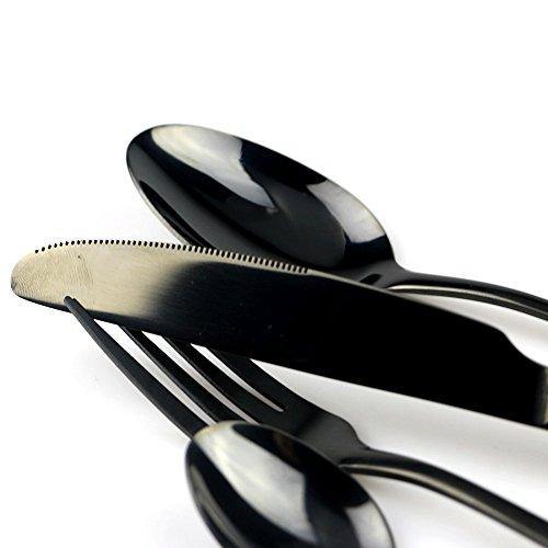 STAR WORK Restaurant Home Hotel Matte Set, Satin Finish Stainless Steel Flatware Set, Tableware Cutlery Set Utensils for Kitchens, Dishwasher Safe [Dinner Fork-Tea Spoon-Salad Spoon-Knife] (Set of 4) - Image 9