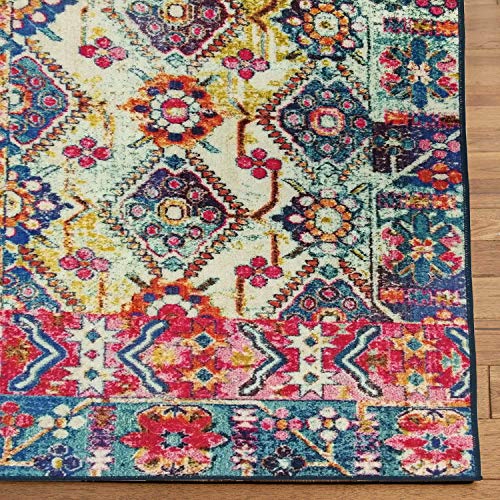 Status Contract Abstract Persian Persian Carpet Rug Runner with Anti Slip Backing (Multicolour, Polyester, 5 x7 Feet) - Image 3