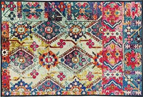 Status Contract Abstract Persian Persian Carpet Rug Runner with Anti Slip Backing (Multicolour, Polyester, 5 x7 Feet) - Image 4