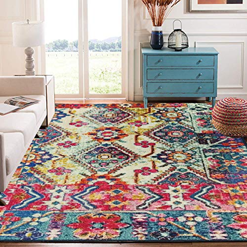 Status Contract Abstract Persian Persian Carpet Rug Runner with Anti Slip Backing (Multicolour, Polyester, 5 x7 Feet) - Image 5