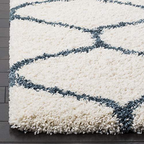 SWEET HOMES Carpet. Ultra Soft Shag Collection Handwoven Anti-Skid, Ogee Plush Area Rug, Size 5x7, feet Color, Ivory/Teal Bluee - Image 2