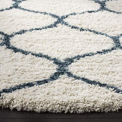 SWEET HOMES Carpet. Ultra Soft Shag Collection Handwoven Anti-Skid, Ogee Plush Area Rug, Size 5x7, feet Color, Ivory/Teal Bluee - Image 4