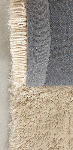 Sweet Homes Traditional Shaggy Rug (Ivory, Microfiber, 5.3 X 7.9 Feet) - Image 4