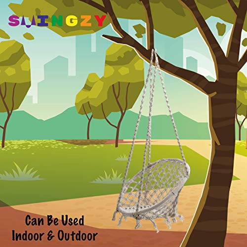 Swingzy Make In India, Cotton Rope Hanging Swing for Adults, Kids for Indoor, Outdoor, Home, Patio, Yard, Balcony, Garden (100 Kg Capacity, White) - Image 3