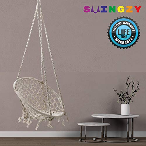 Swingzy Make In India, Cotton Rope Hanging Swing for Adults, Kids for Indoor, Outdoor, Home, Patio, Yard, Balcony, Garden (100 Kg Capacity, White) - Image 6