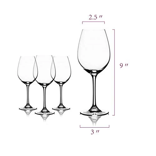 TBGHz Modvera Stemmed Wine Glass 16 Ounce | Lead Free Crystal Clear Classic Design | Perfect for Red Wines & White Wines at Your Next Elegant Dinner Party or Event | Elongated Bowl Design | Set of 6 - Image 10