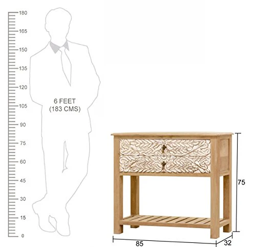 The Attic French Console Table (Natural and White) - Image 2