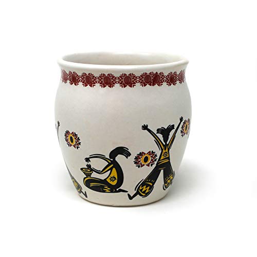 The Earth Store Re-useable Beautiful Elephant Ceramic Handmade Kullad/Cup Without Handle (White, 150 ml) Set of 6 - Image 3