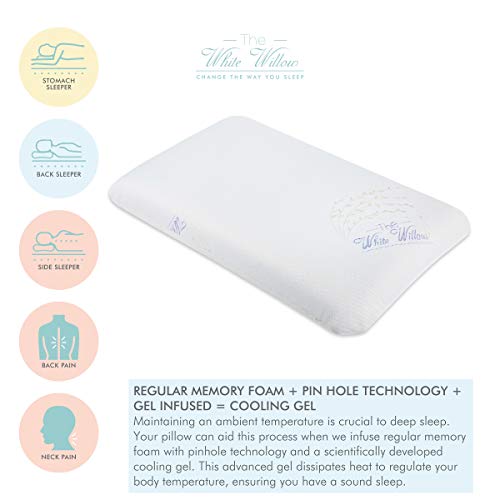 The White Willow Memory Foam Cooling Gel Orthopedic Bed Pillow For Sleeping & Neck Pain Relief Suitable For Back Sleeper, Side Sleeper & Stomach Sleeper With Pillow Cover (22"L x 15"W x 4"H,Multi) - Image 3