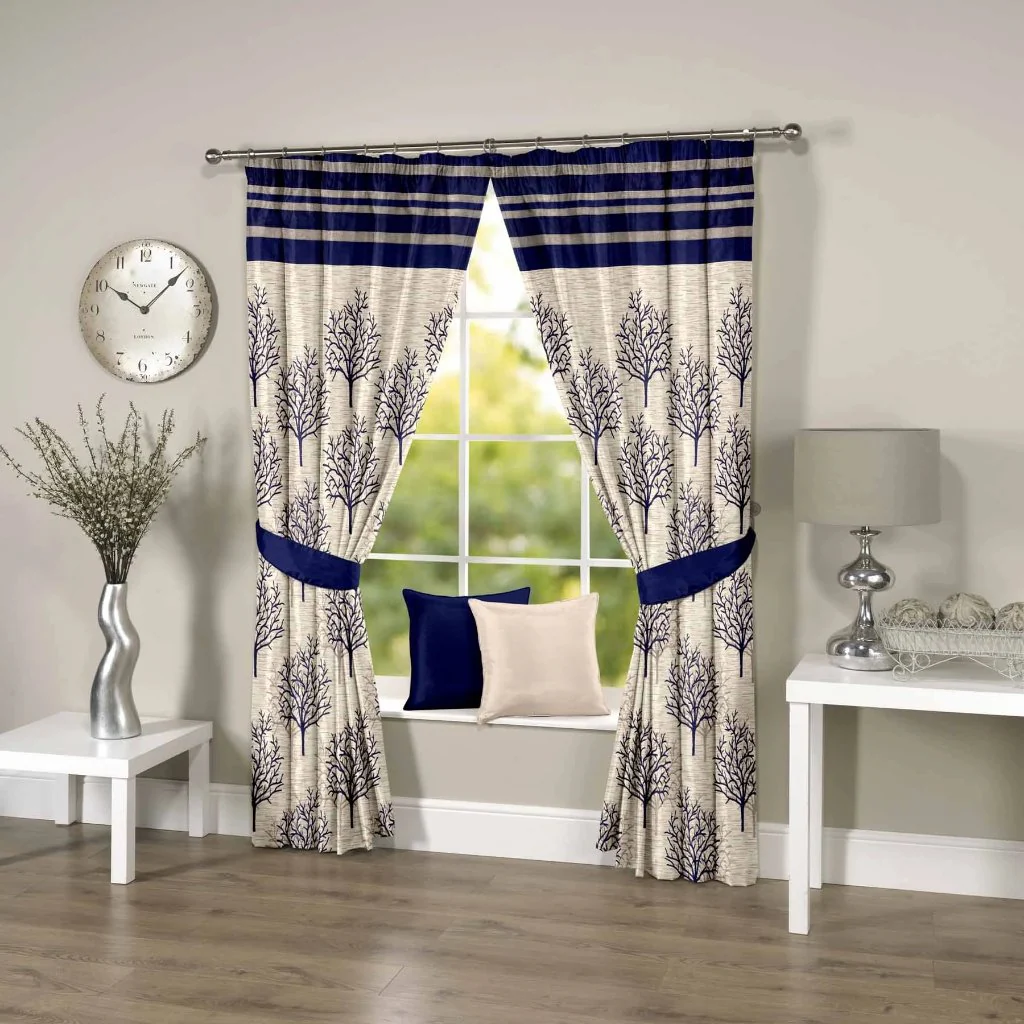 Threadmix Polyester Blue Door Curtains (7Ft * 4Ft, Pack Of 4)