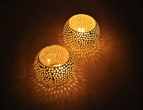 TIED RIBBONS Mosaic Glass Tealight Candle Holders(Pack of 2) - Christmas Lights Decoration - Tealight Candle Holders, Parties and Home Decor - Image 7