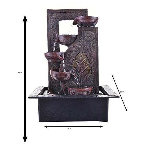 Trency Polyresin Brown Five Step Indoor Table Top Water Fountain with Adjustable Speed Control(Size: 31 * 42 * 23 cm)
