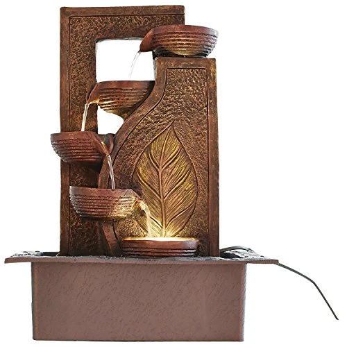 Trency Polyresin Brown Five Step Indoor Table Top Water Fountain with Adjustable Speed Control(Size: 31 * 42 * 23 cm) - Image 4