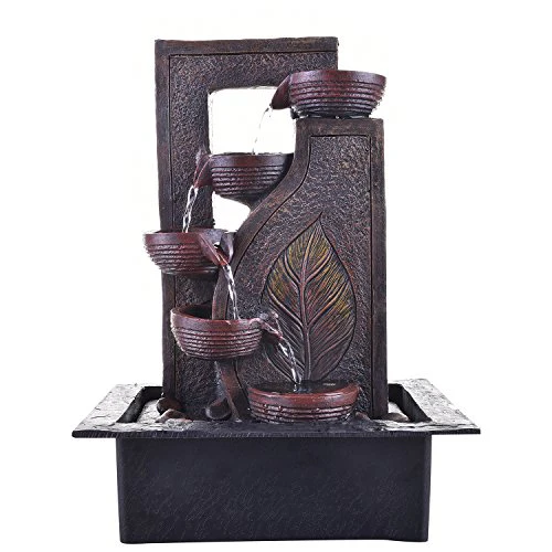 Trency Polyresin Brown Five Step Indoor Table Top Water Fountain with Adjustable Speed Control(Size: 31 * 42 * 23 cm) - Image 5